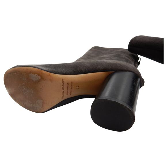 Isabel Marant Suede Back Zip Block Heels Ankle Boots Booties Black Size 38 US 8 - Picture 9 of 9